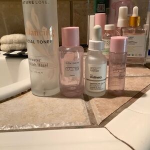 (Empty) bottles of glow recipe and ordinary
